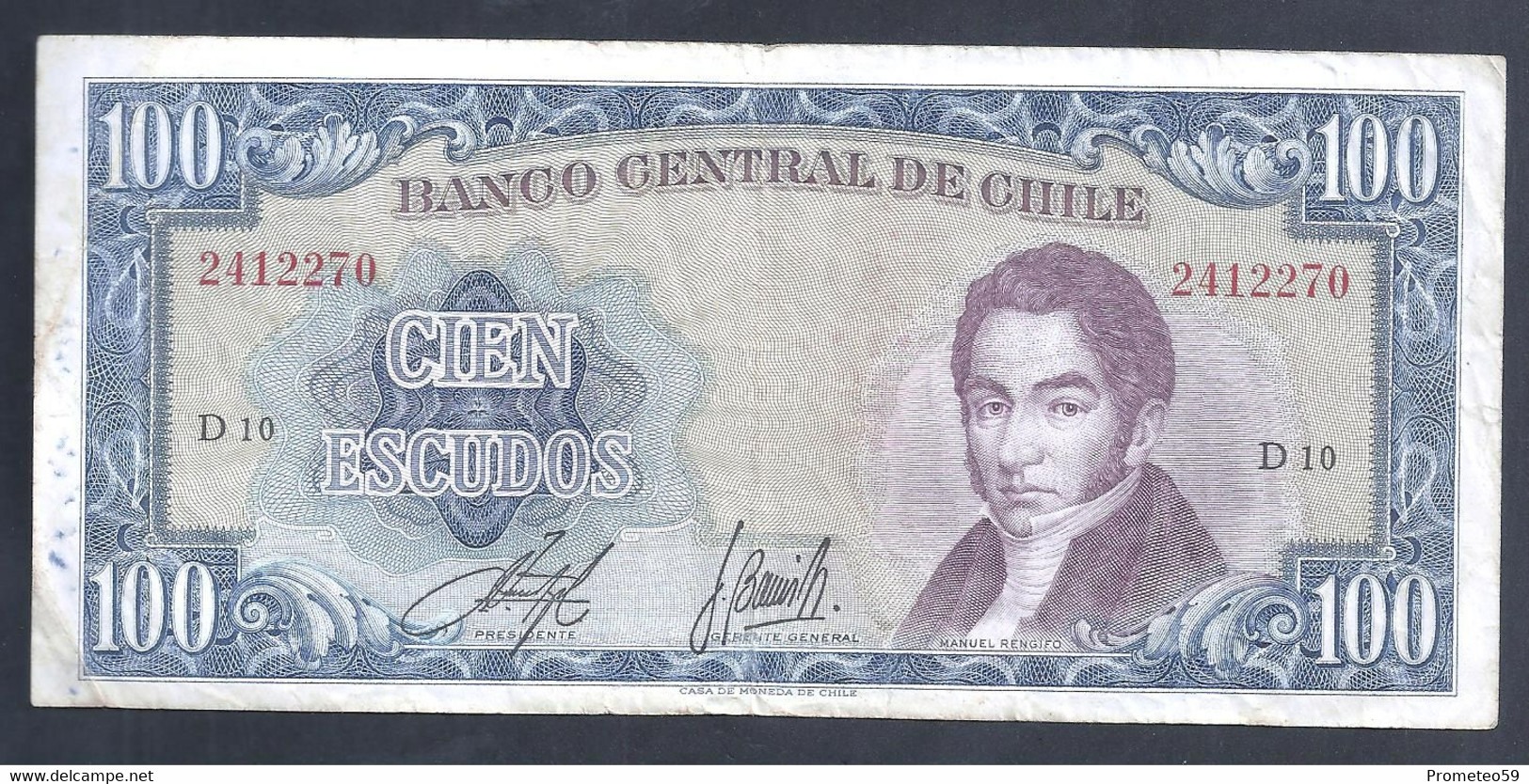 Chile – Billete Banknote De 100 Escudos – Año 1970 - Cile