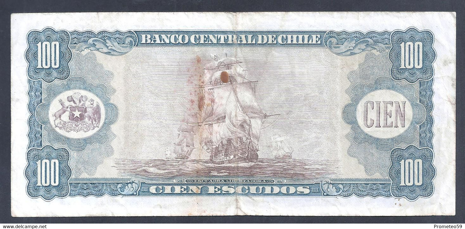 Chile – Billete Banknote De 100 Escudos – Año 1970 - Chili