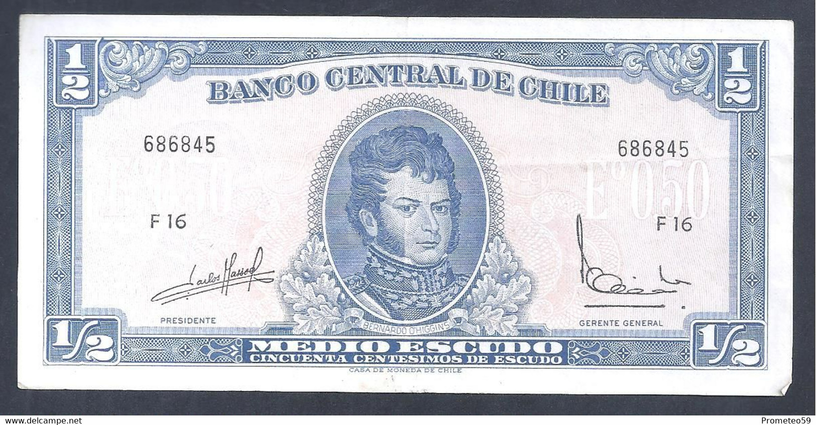 Chile – Billete Banknote De 1/2 Escudo – Año 1962/70 - Chile