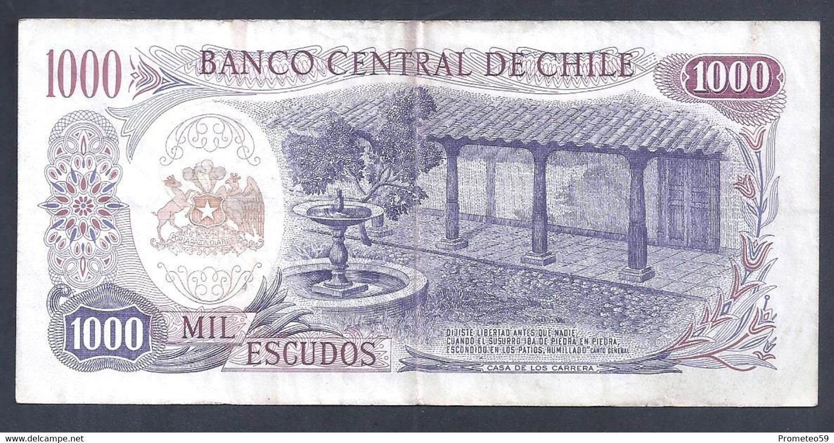 Chile – Billete Banknote De 1.000 Escudos – Año 1971 - Cile