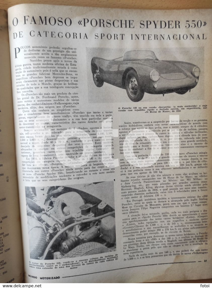 1958 MERCEDES BENZ 220S COVER MUNDO MOTORIZADO MAGAZINE PORSCHE 550 SPYDER