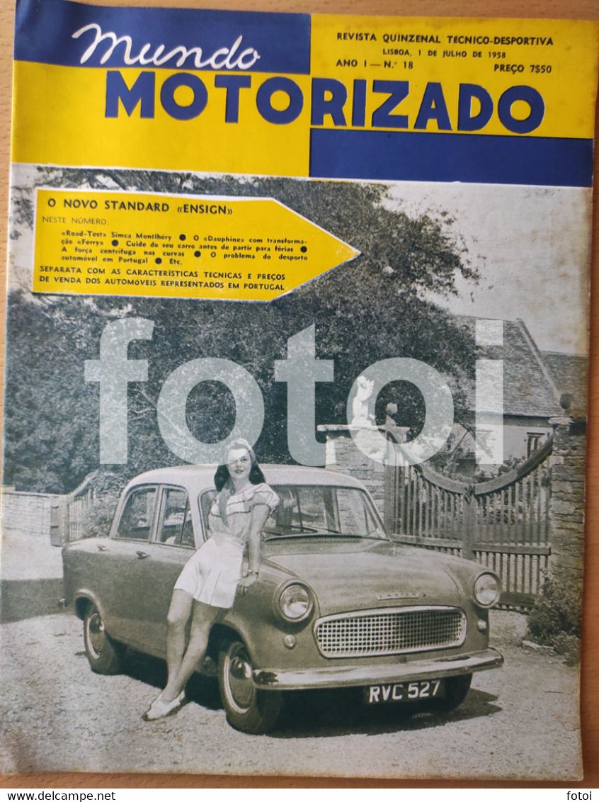 1958 STANDARD ENSIGN  COVER MUNDO MOTORIZADO MAGAZINE SIMCA ARONDE FERRARI - Zeitungen & Zeitschriften