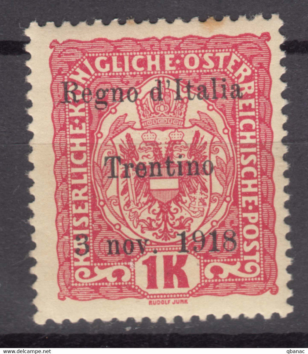 Italy Trento, Trentino Alto Adige 1918 Sassone#15 Mint Hinged - Trentino