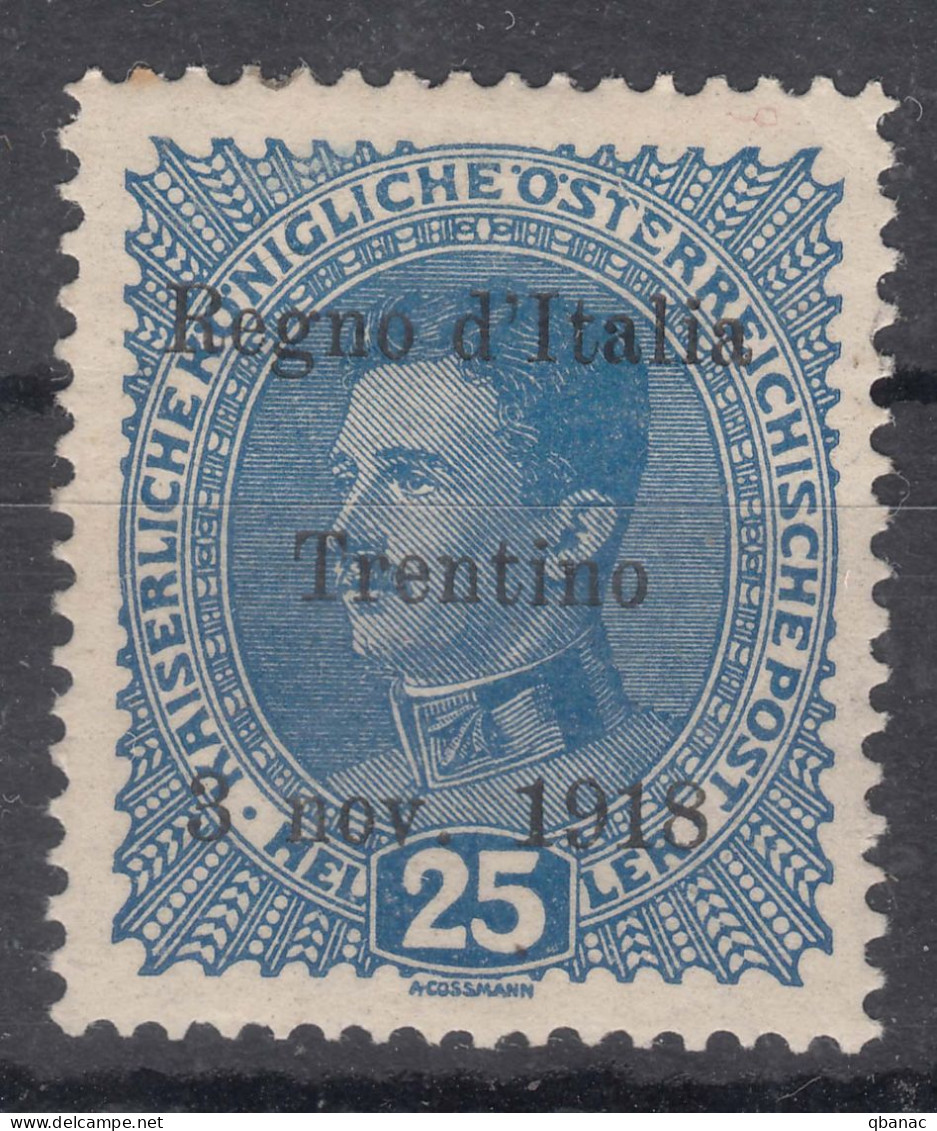 Italy Trento, Trentino Alto Adige 1918 Sassone#8 Mint Hinged - Trente