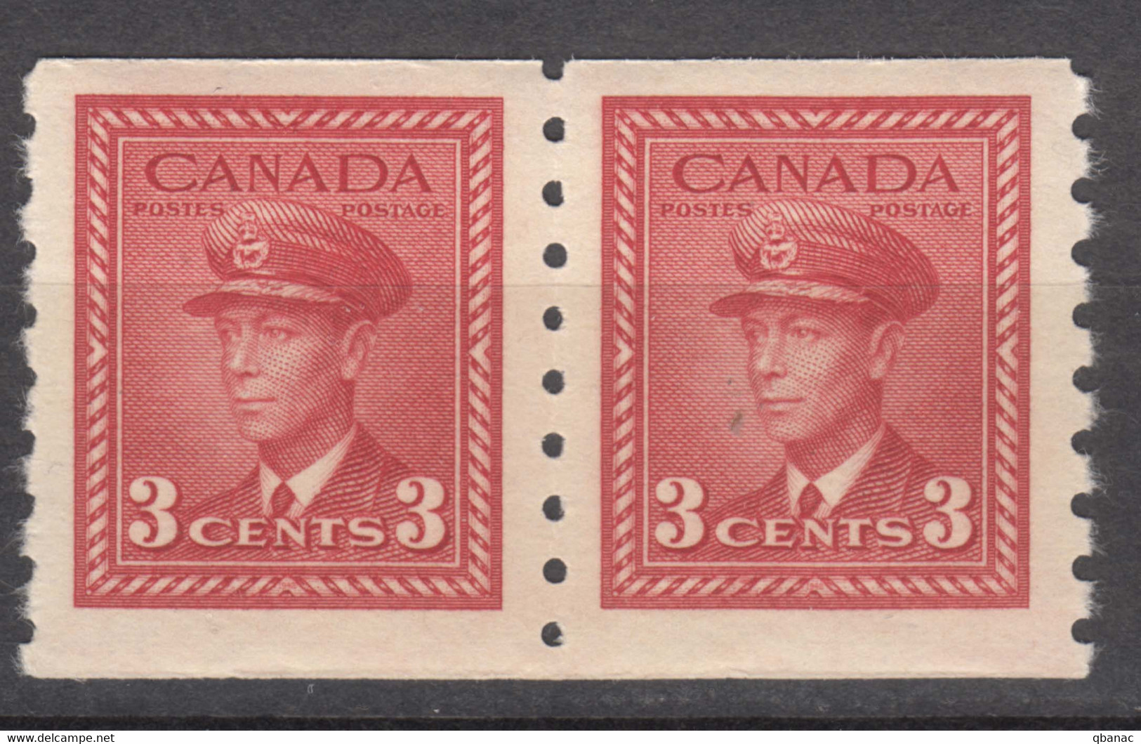 Canada 1942 Mi#218 C Mint Never Hinged Pair - Unused Stamps