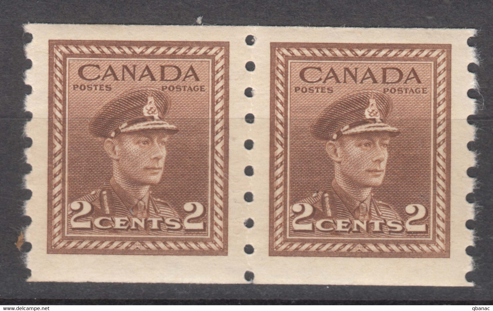Canada 1942 Mi#217 C Mint Never Hinged Pair - Unused Stamps