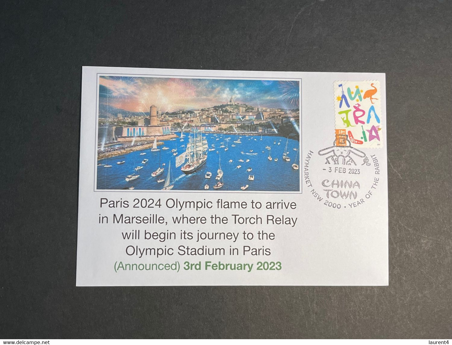 (3 Oø 3) 2024 Olympic Flame With Depart From Marseille (Bélem Sail Ship) (OZ Stamp) 3-2-2023 (2 Covers) - Sommer 2024: Paris