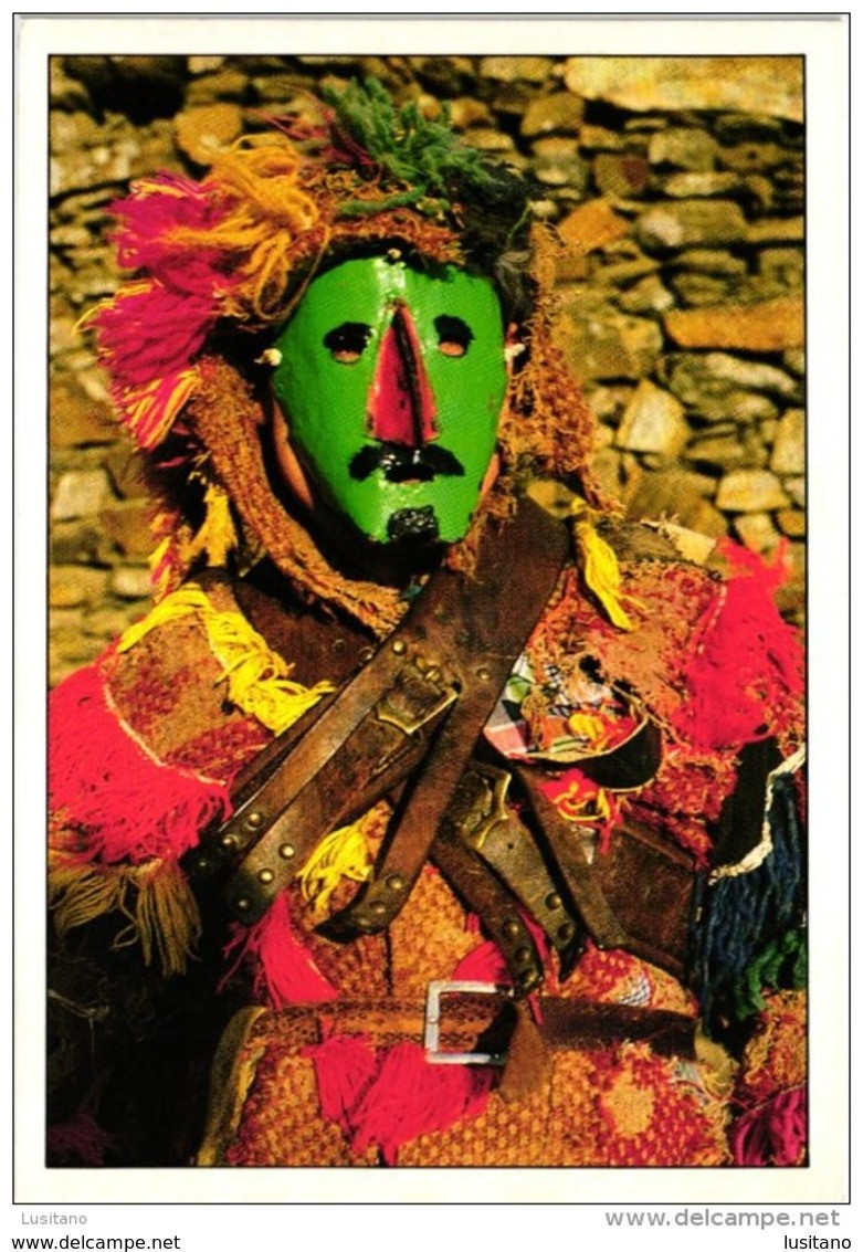 PORTUGAL TRADITIONAL CARNIVAL MASK MASQUE MASCARA PODENCE TRAS OS MONTES POSTCARD (2 SCANS) - Bragança