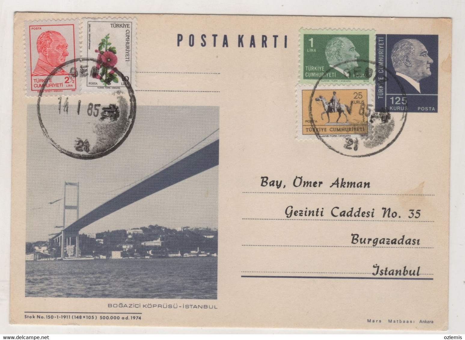 TURKEY,TURKEI,TURQUIE ,WITH VIEW FROM, BOGAZICI ,BRIDGE,ISTANBUL, ,POSTCARD - Lettres & Documents