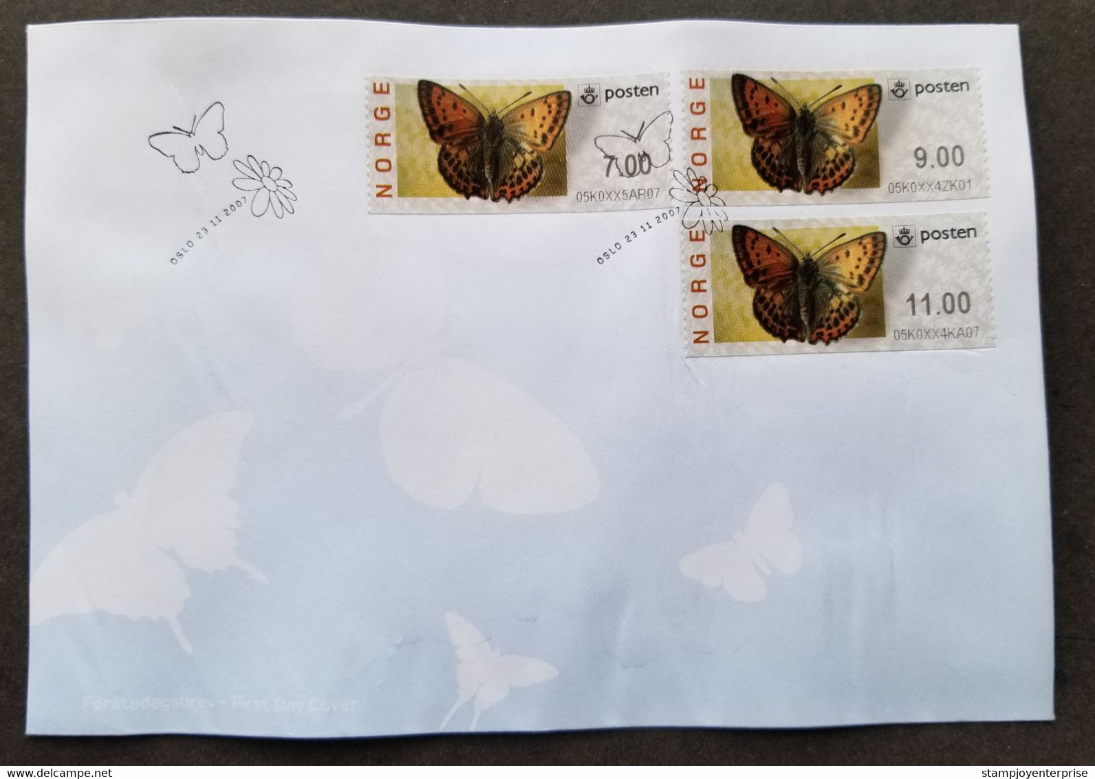 Norway Butterfly 2007 Insect Butterflies (ATM Machine Frama Label Stamp FDC) *defect - Briefe U. Dokumente