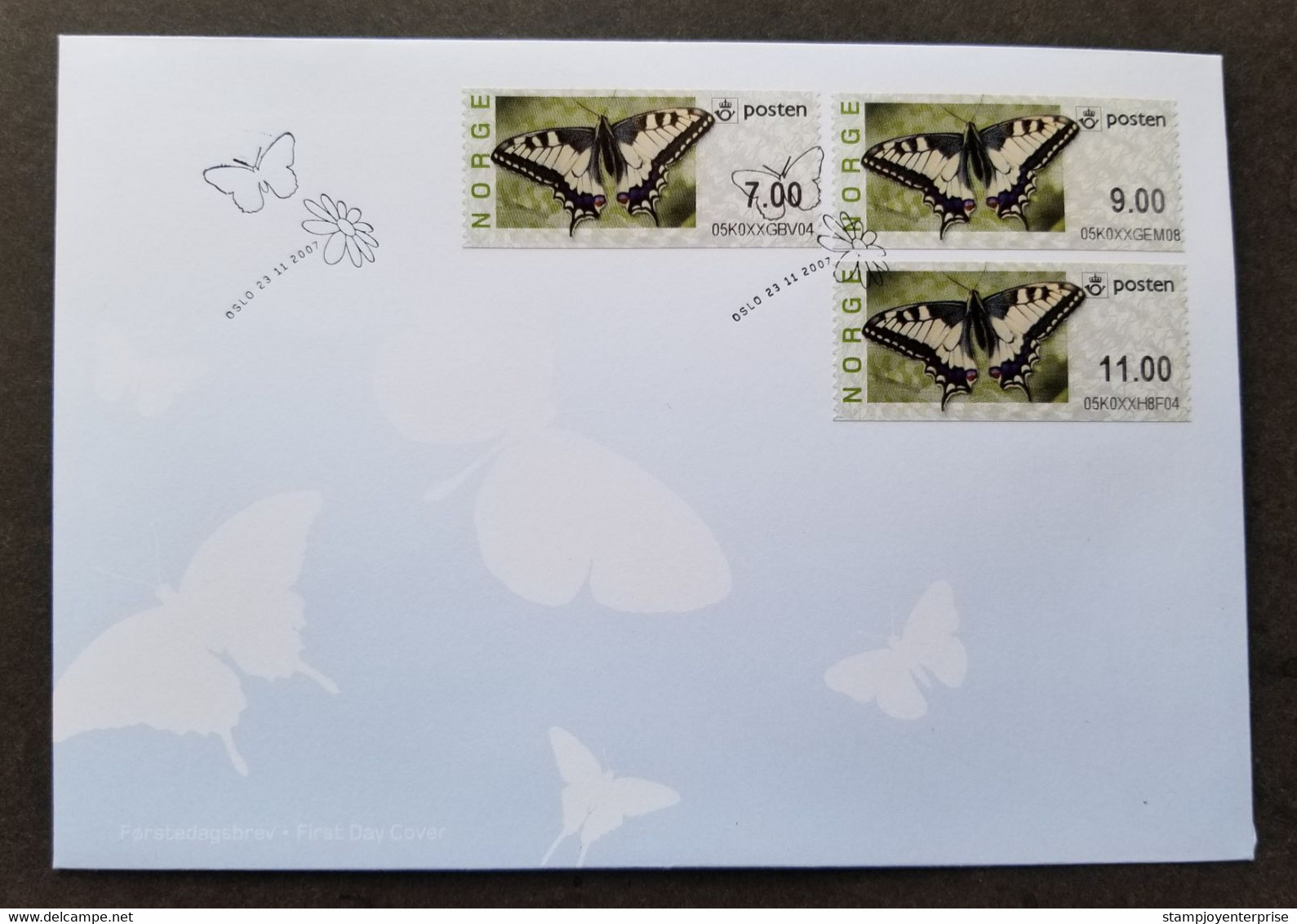 Norway Butterfly 2007 Insect Butterflies (ATM Machine Frama Label Stamp FDC) - Briefe U. Dokumente