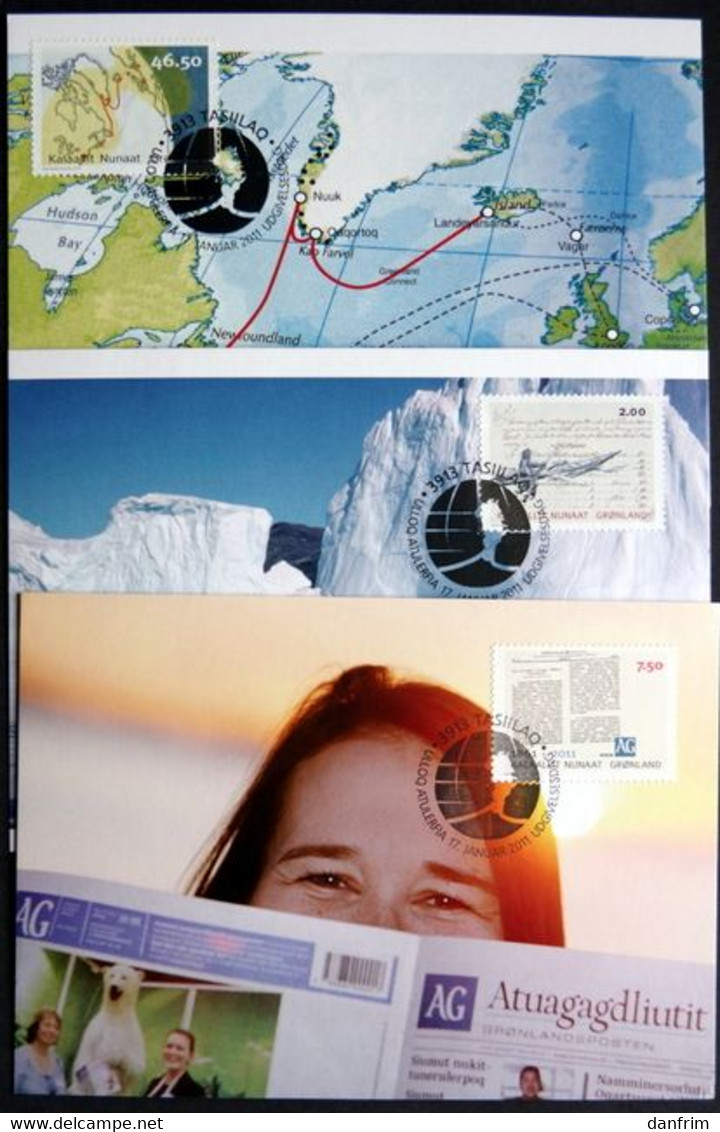 Greenland 2011 Modes Of Communication   Minr.575-77  Maximum Card ( Lot 275 ) - Maximumkarten (MC)