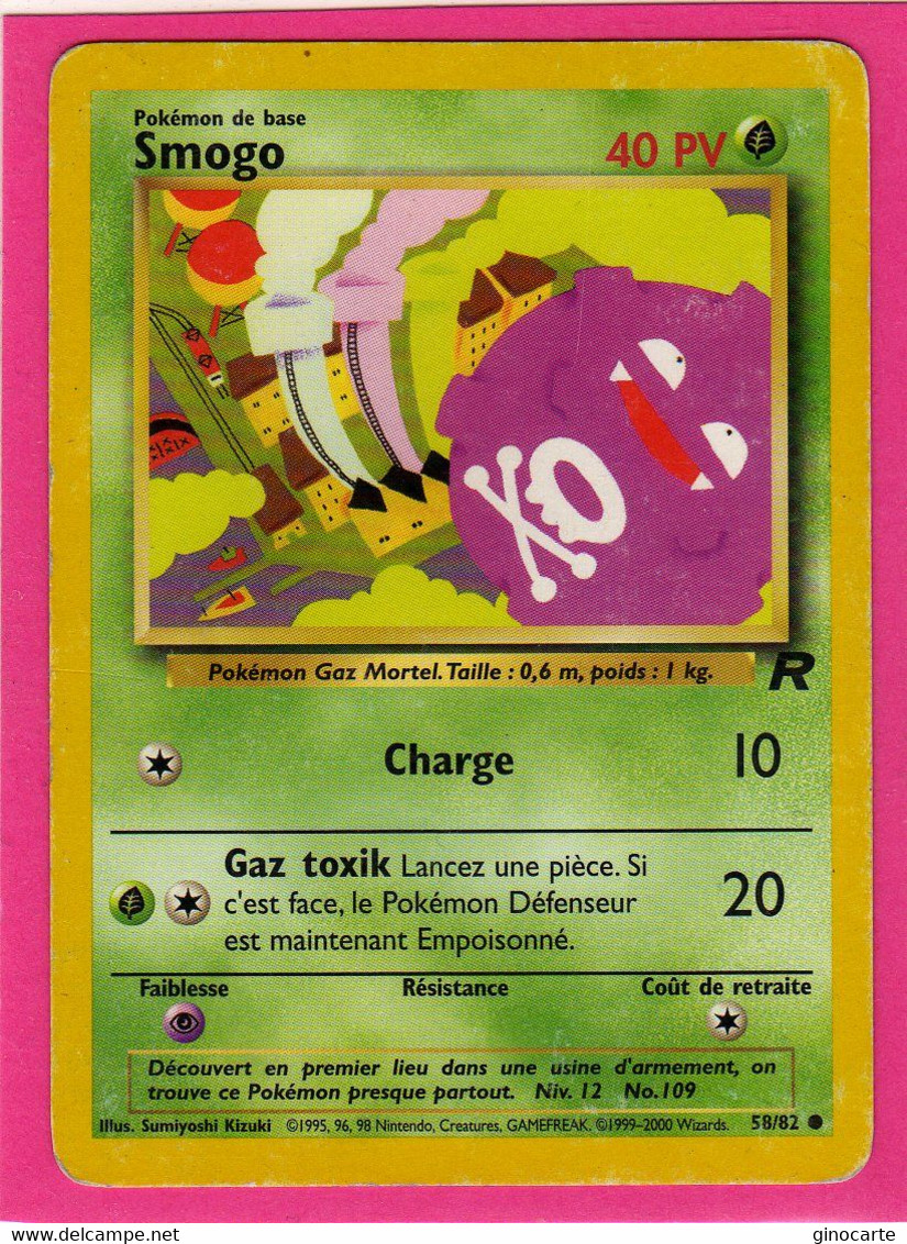 Carte Pokemon Francaise 1995 Wizards Team Rocket 58/82 Smogo 40pv Bon Etat - Wizards