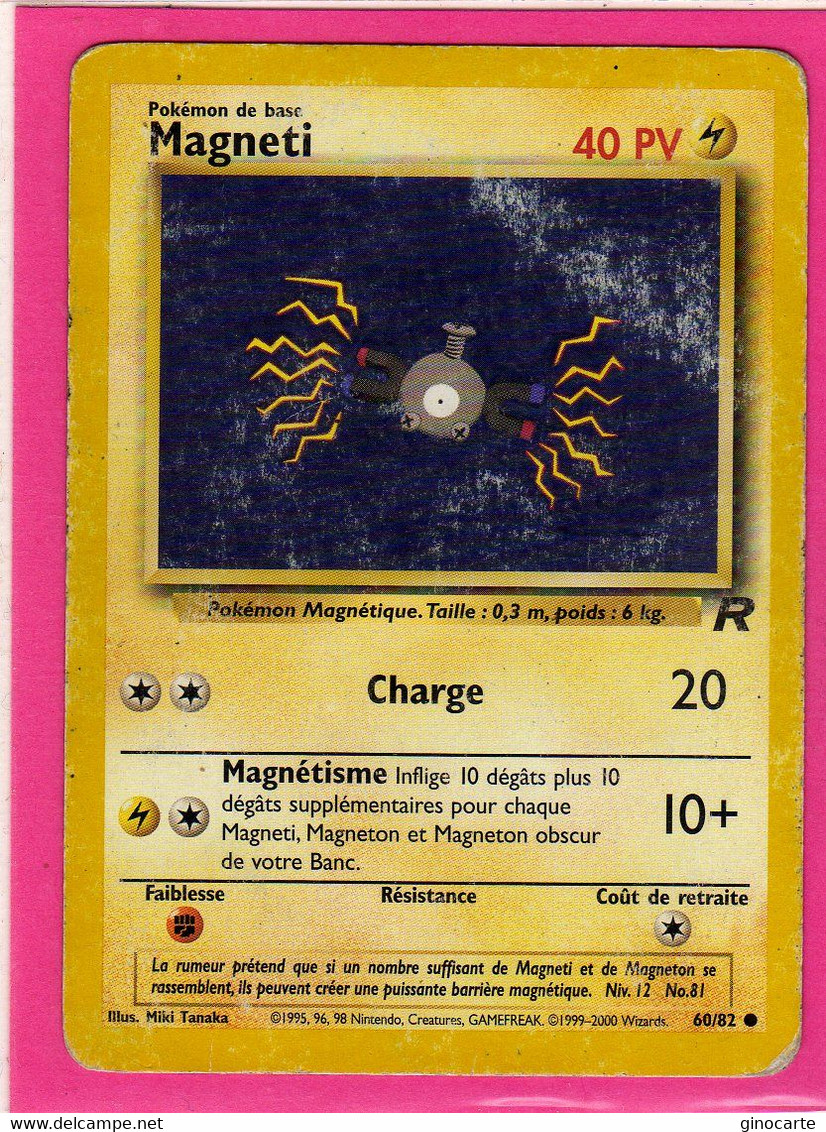 Carte Pokemon Francaise 1995 Wizards Team Rocket 60/82 Magneti 40pv Usagée - Wizards