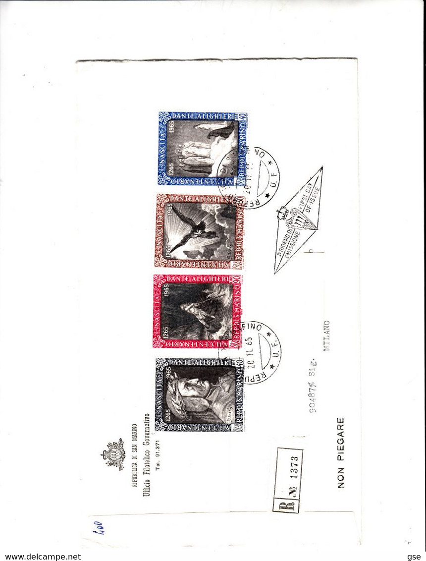 SAN MARINO  1965 -  Sassone  700/3 Su Raccomandata - Briefe U. Dokumente