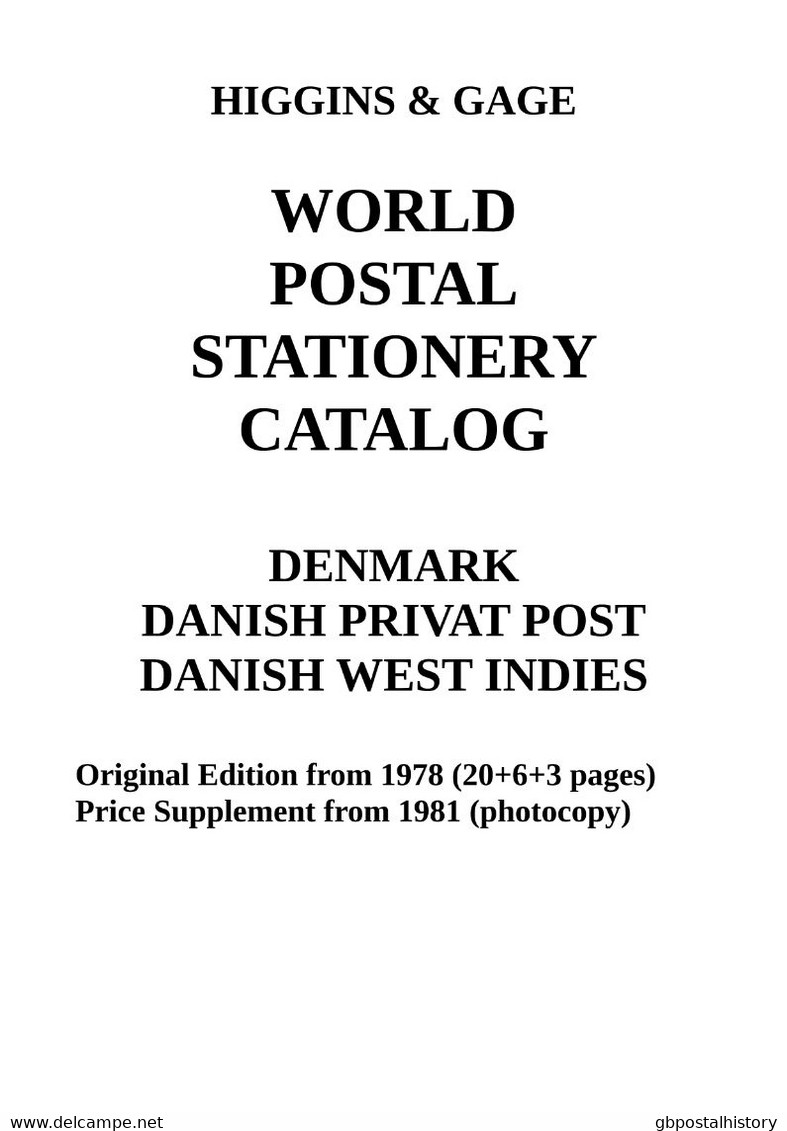 Higgins & Gage POSTAL STATIONERY CATALOG DENMARK, DANISH PRIVAT POST (PDF-File) - Sonstige & Ohne Zuordnung