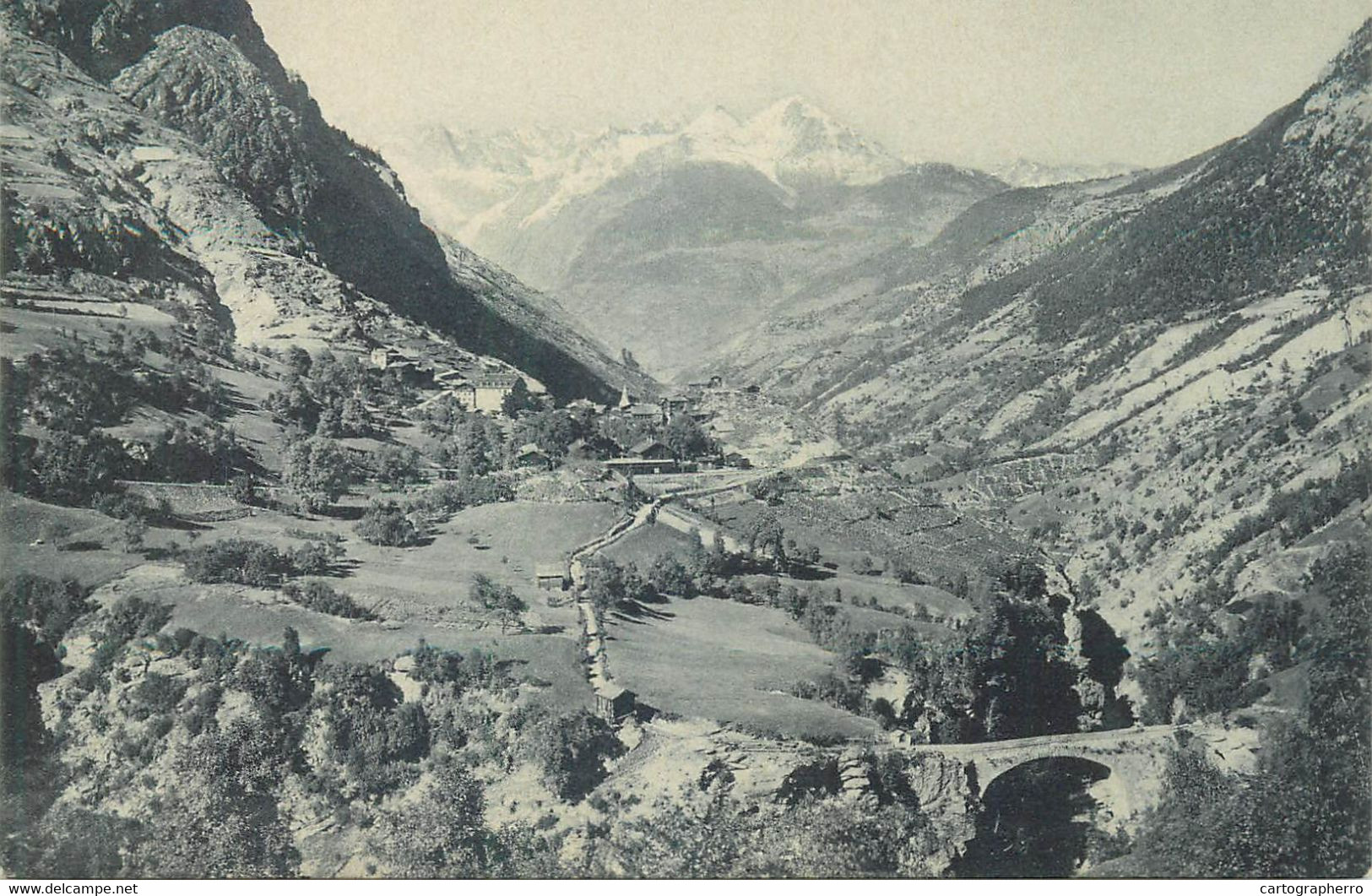 Postcard Switzerland Stalden Bahnhof Und Alpen General View - Stalden