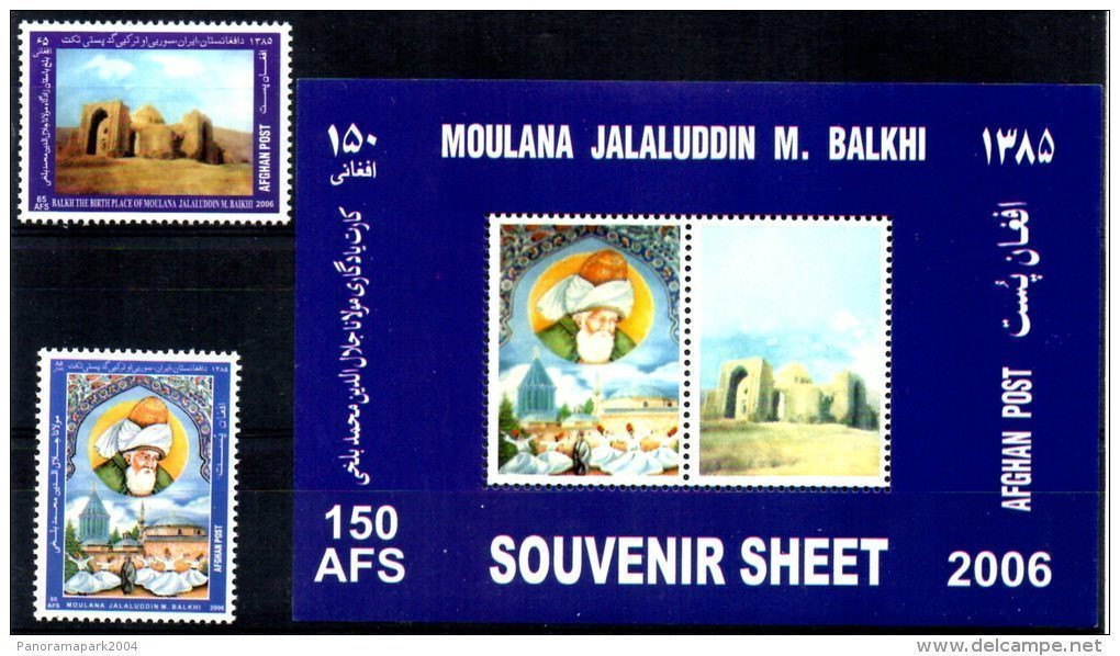 Afghanistan 2006 Moulana Jalaluddin M. Balkhi Religion 2 Stamps + 1 Sheet - Afghanistan