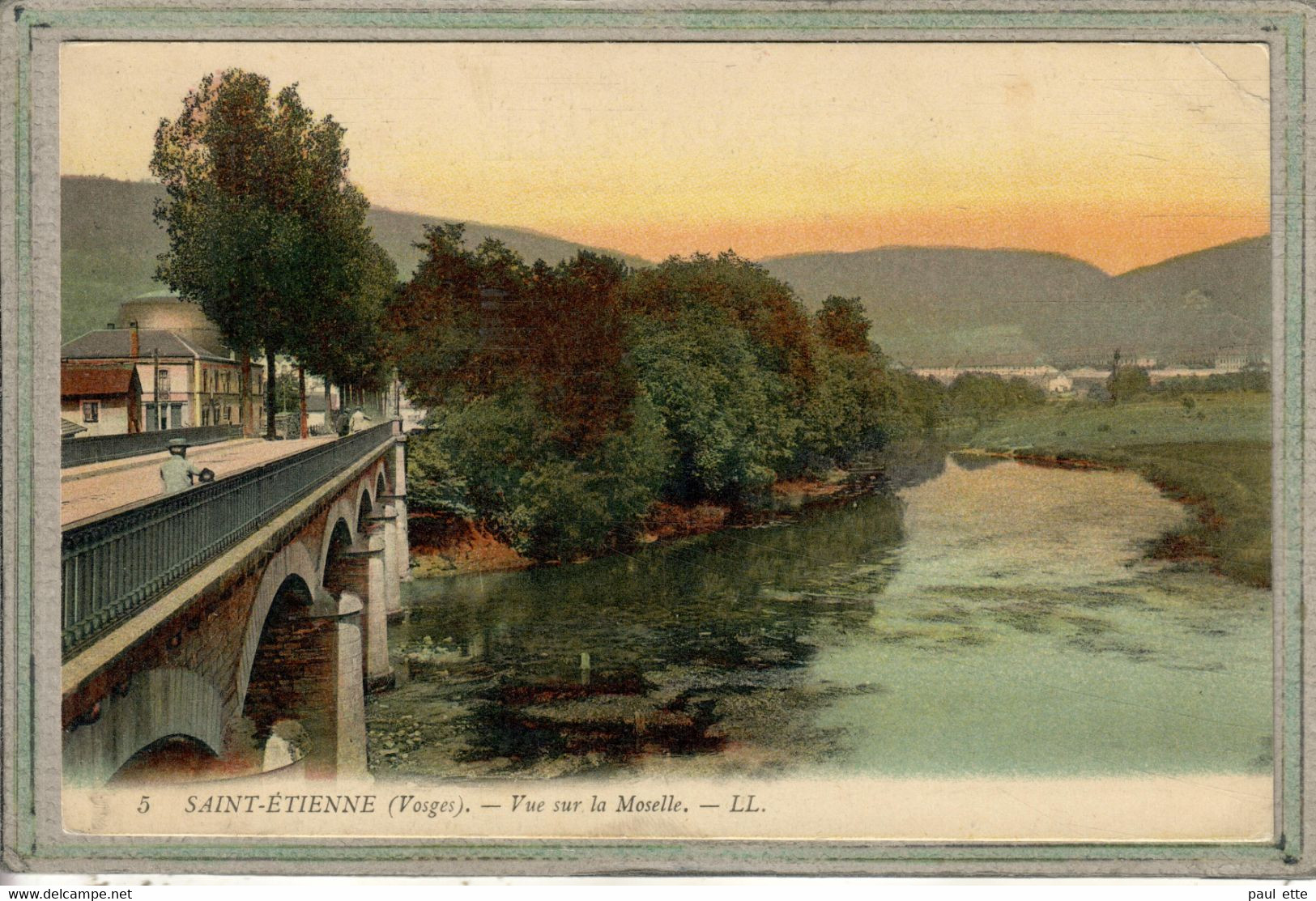 CPA - ST (88) SAINT-ETIENNE - Aspect Du Pont à L'entrée Du Bourg Et De La Moselle En 1908 - Carte Colorisée - Saint Etienne De Remiremont