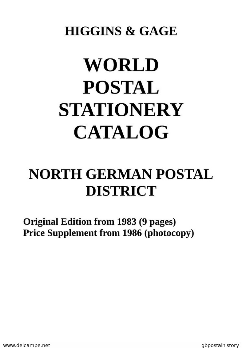 Higgins & Gage WORLD POSTAL STATIONERY CATALOG NORTH GERMAN POSTAL DISTRICT PDF-File - Germany