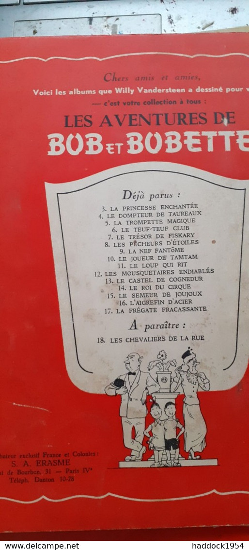 La Frégate Fracassante BOB Et BOBETTE WILLY VANDERSTEEN éditions Erasme 1957 - Suske En Wiske