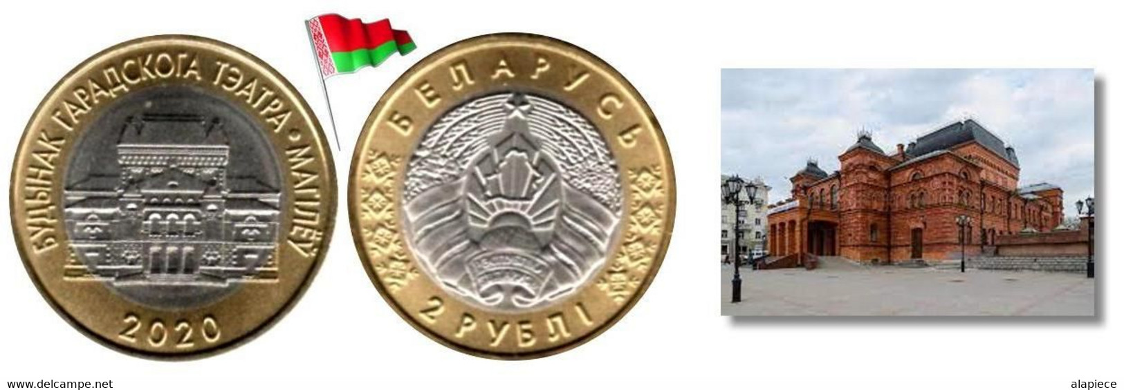 Belarus - 2 Roubles 2020 (The Building Of The City Theater - Mogilev - UNC) - Belarús