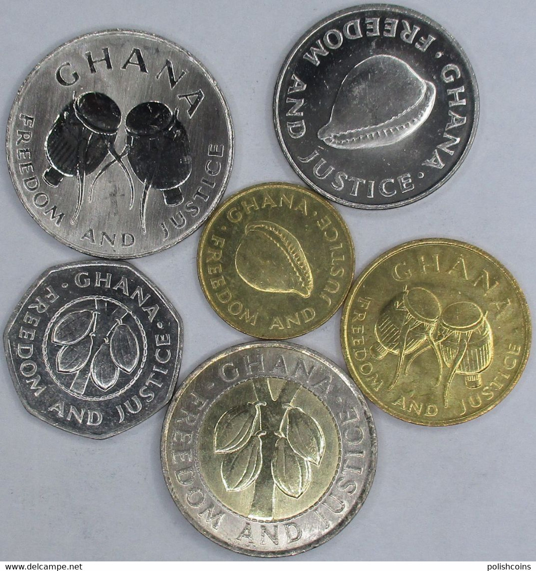 GHANA Different Years Set 6 Coins UNC - Ghana