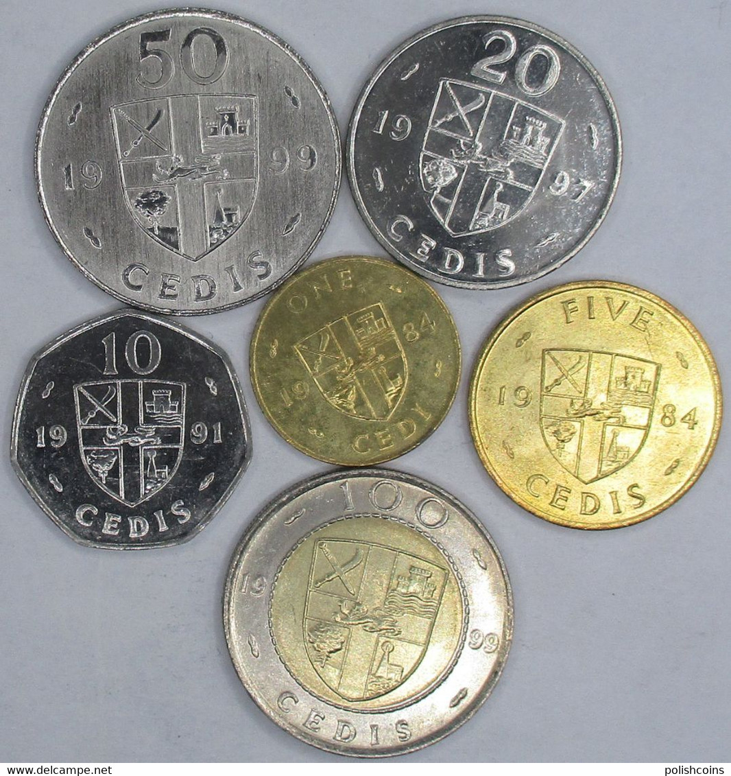GHANA Different Years Set 6 Coins UNC - Ghana