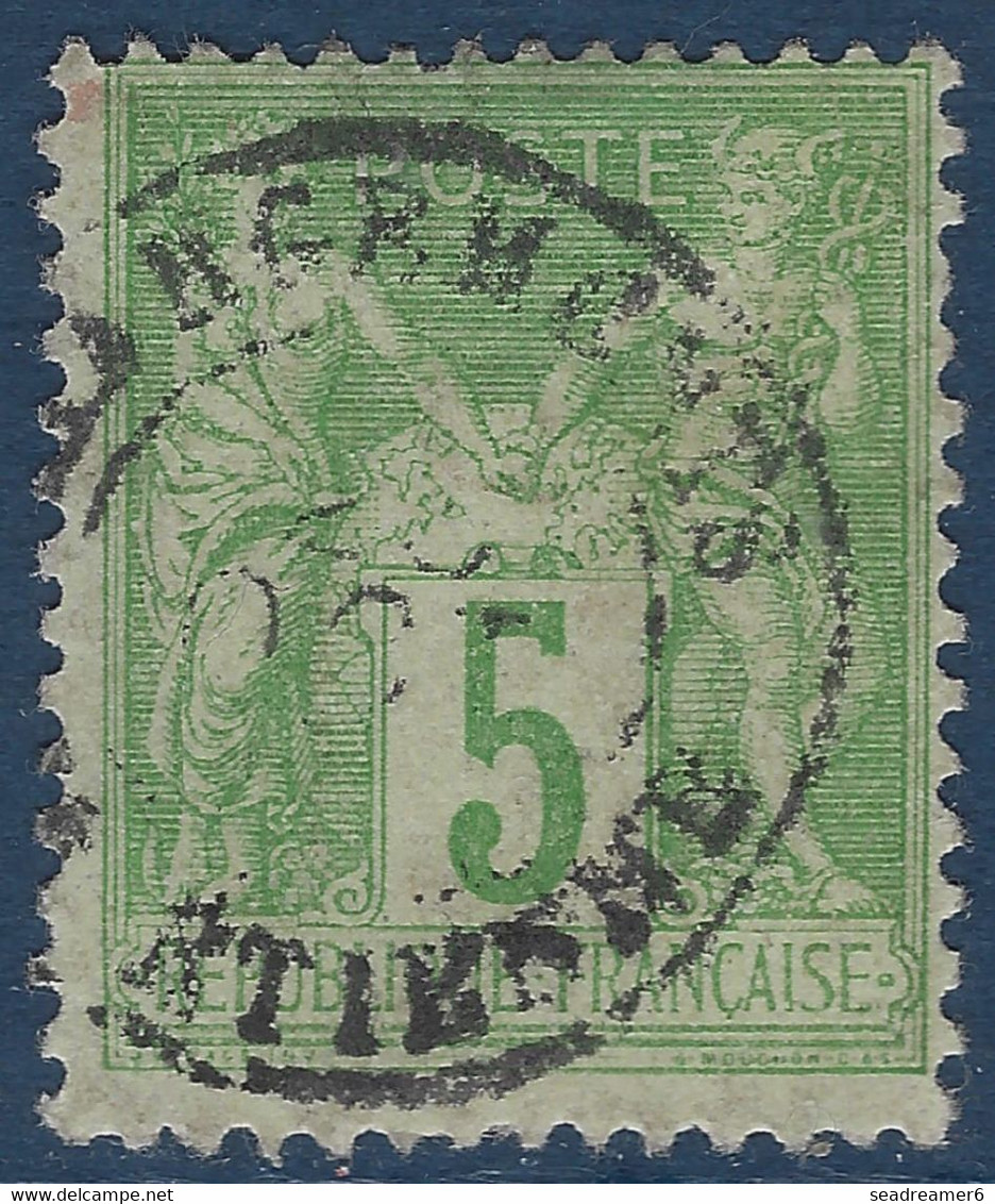 Obliteration Rare Sage N/U N°106 5c Vert Jaune Dateur Noir Baton " Chargements / St Etienne " Pas Coté Mathieu TTB - 1898-1900 Sage (Type III)