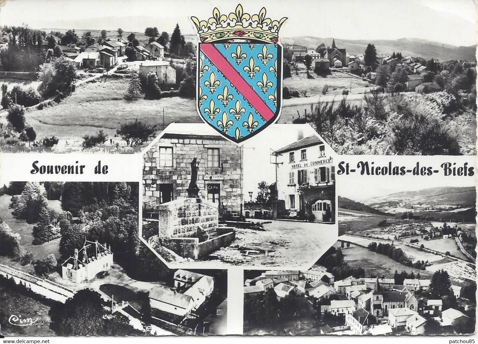 CPSM  France  Auvergne Rhône Alpes  03  Allier Souvenir De St Nicolas Des Biefs  Vue Multiples 5 Vues Avec Blason - Saluti Da.../ Gruss Aus...