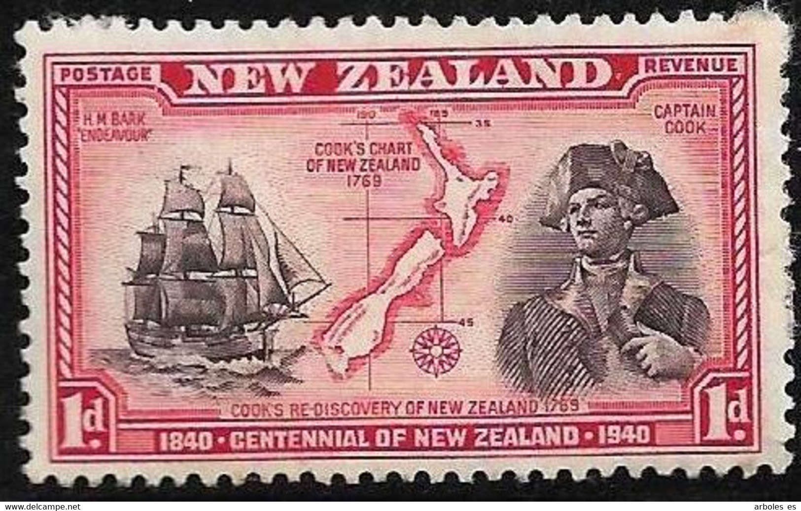 Nueva Zelanda - Centenario Soberanía Británica - Año1940 - Catalogo Yvert N.º 0244 - Usado - - Usati