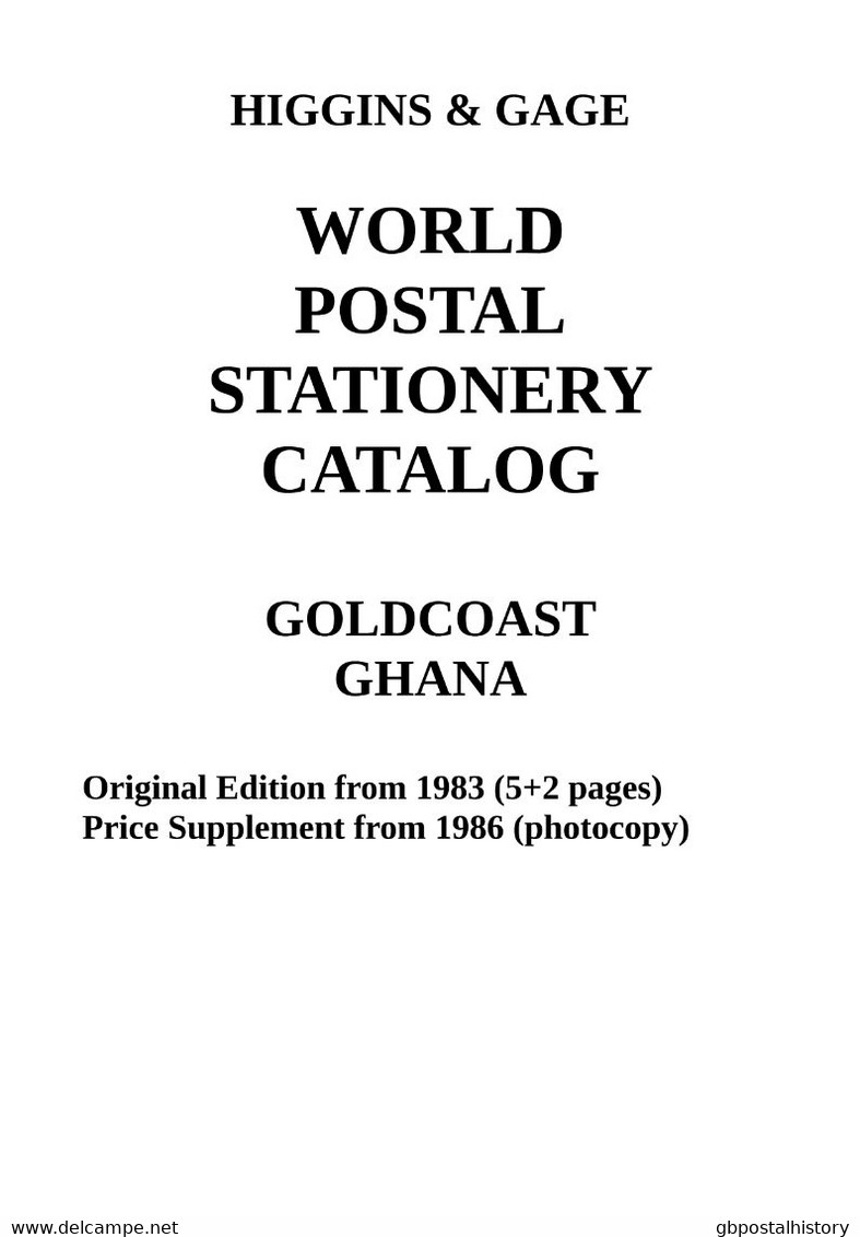 Higgins & Gage WORLD POSTAL STATIONERY CATALOG GOLD COAST & GHANA (PDF-File) - Autres & Non Classés