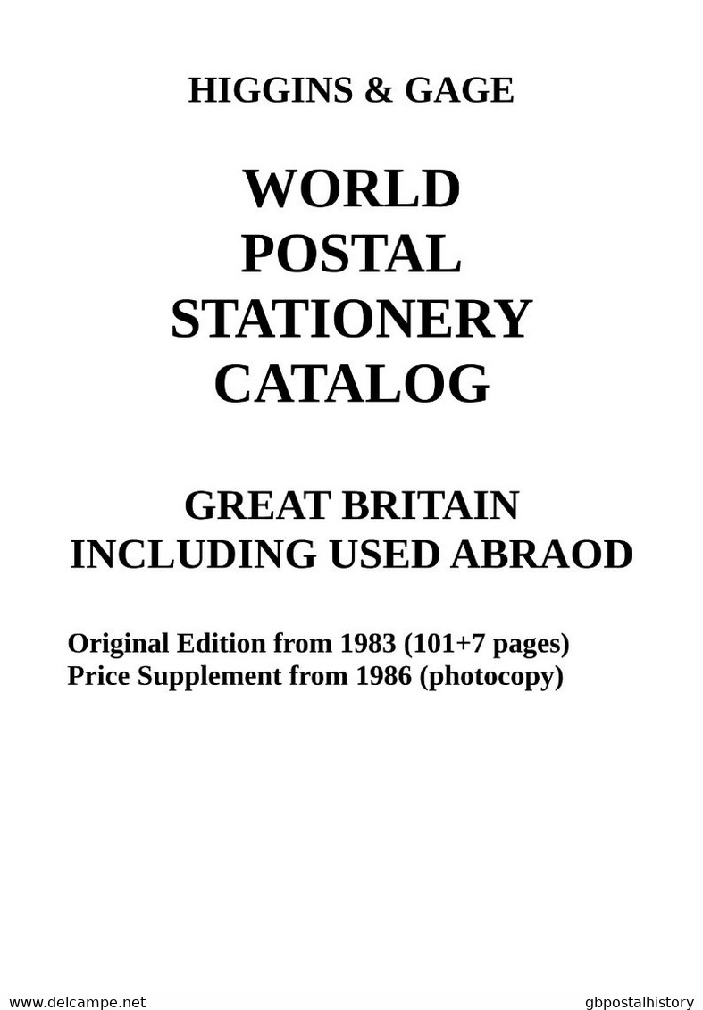 Higgins & Gage WORLD POSTAL STATIONERY CATALOG GREAT BRITAIN + USED ABROAD (PDF-File) - United Kingdom