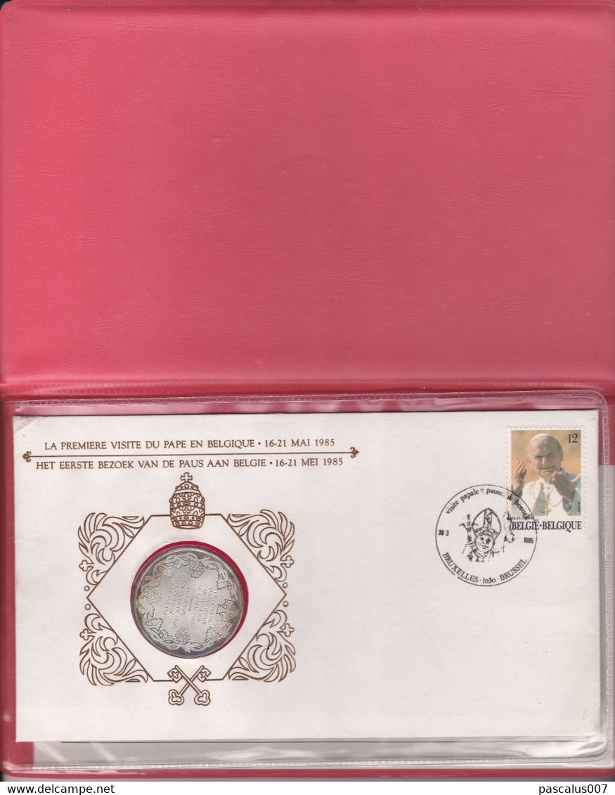 B01-412 Numisletter Pièce Argent De 30gr FDC 1ère Visite Papale Pape Jean-Paul II 30-03-1985 Bruxelles 1030 Brussel - Numisletters