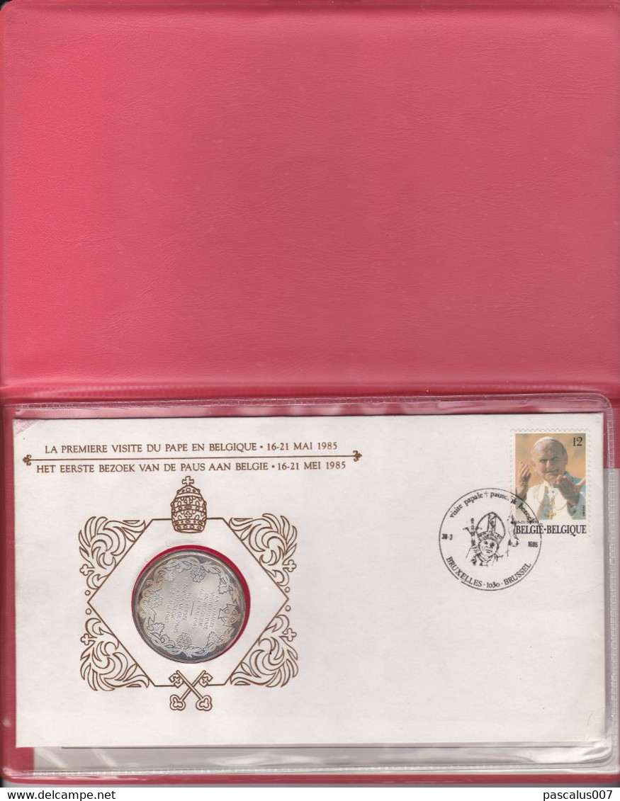 B01-412 Numisletter Pièce Argent De 30gr FDC 1ère Visite Papale Pape Jean-Paul II 30-03-1985 Bruxelles 1030 Brussel - Numisletter