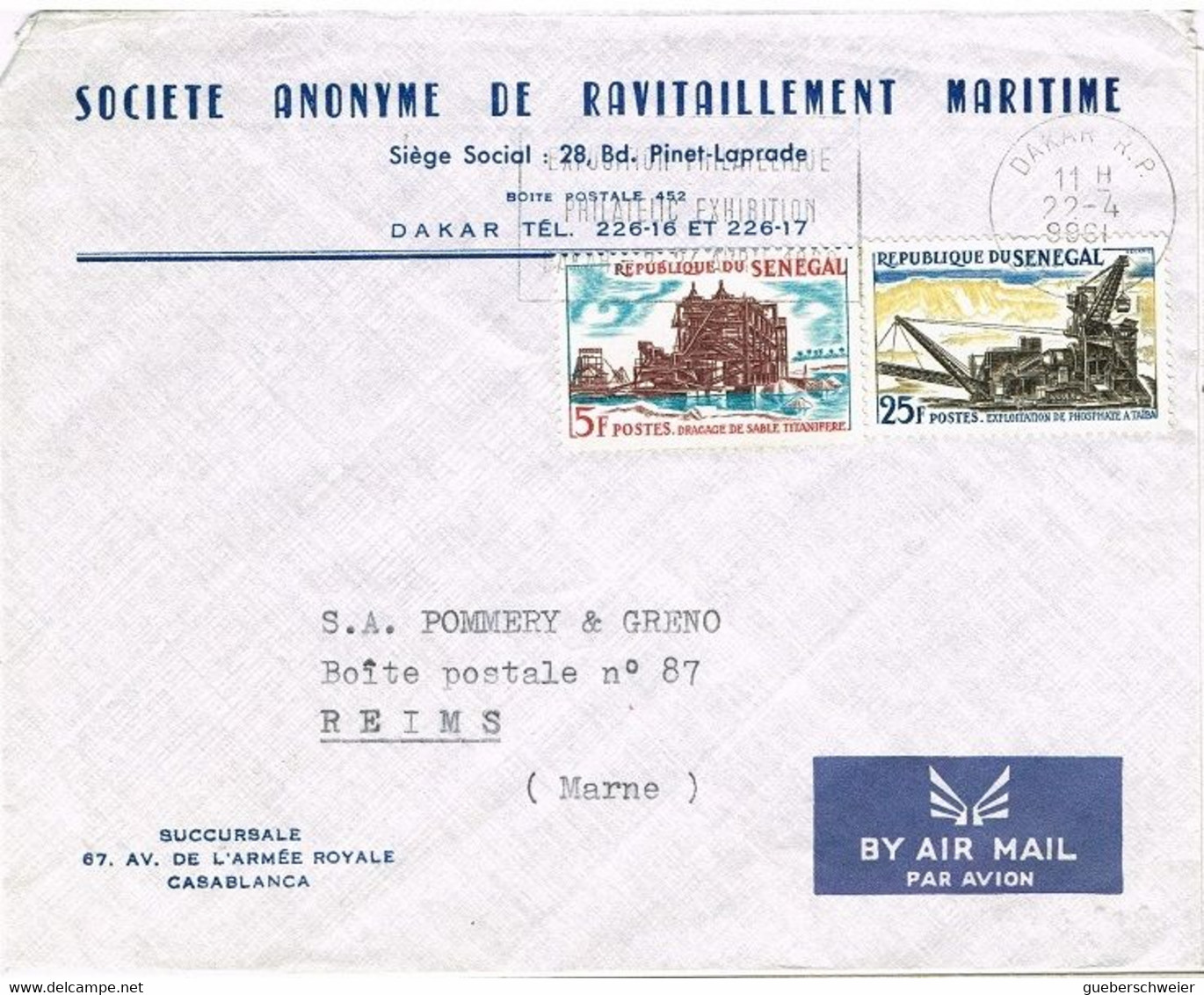 LA 196 - SENEGAL N° 235/36 Sur Lettre Par Avion Pour Les Champagnes Pommery à Reims 1967 - Sénégal (1960-...)