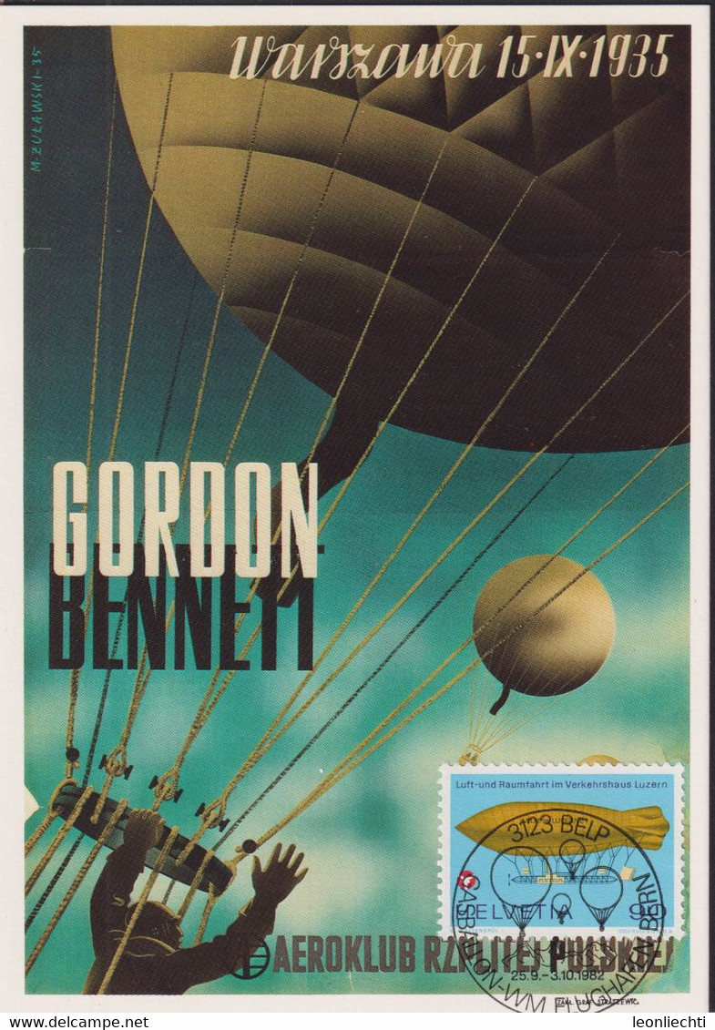 1982, Ballonflug 5/82, Plakat Für Aeroclup Polen 1935, Gordon Bennet ( M. Zuawski ) Mi:CH 1049 / Zum:CH 564 - Montgolfières