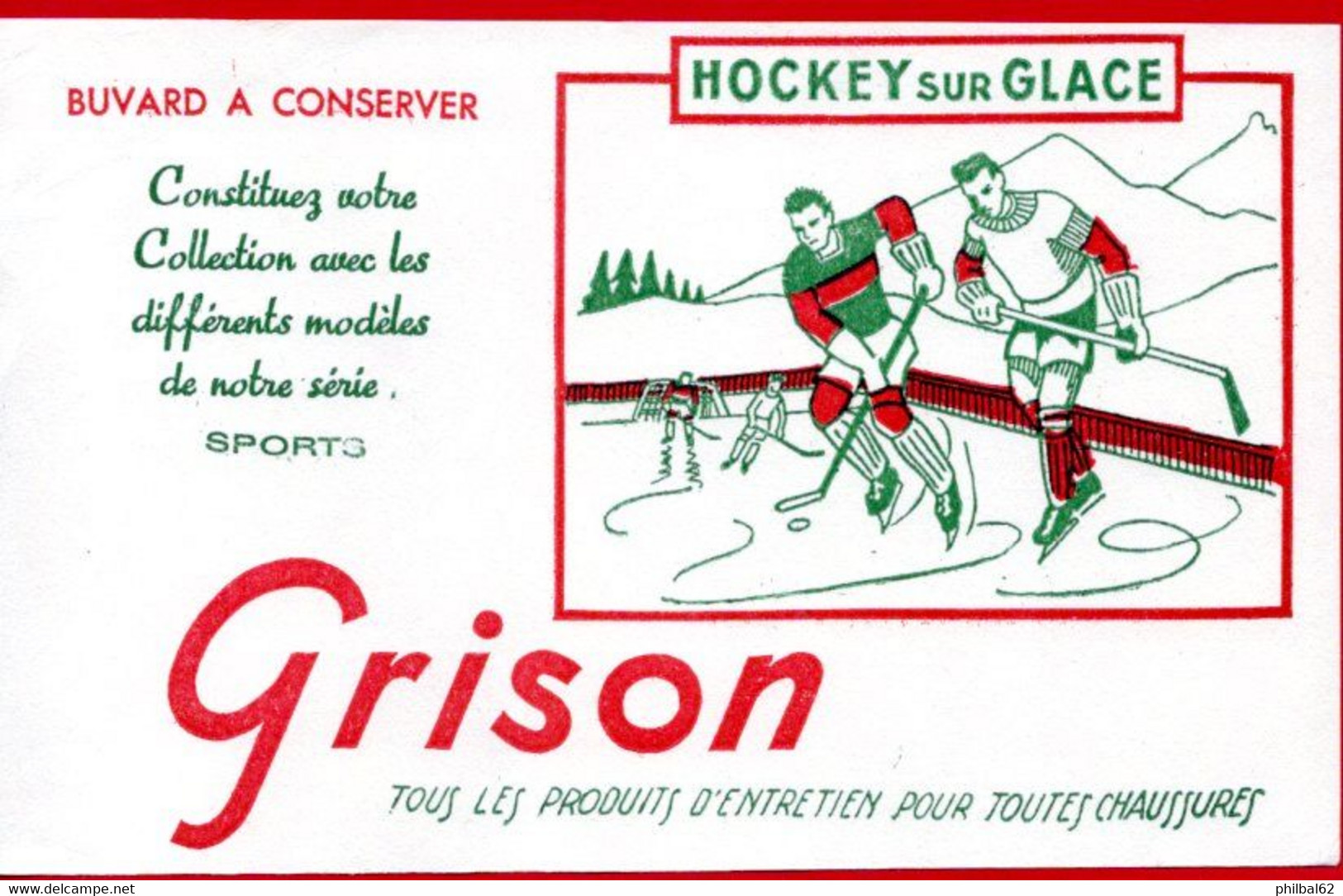 Buvard Grison, Produits D'entretien Pour Chaussures. Le Hockey Sur Glace. - Zapatos