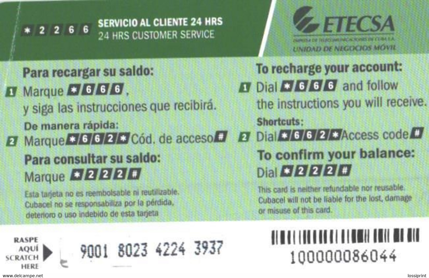 GSM 10.00 CUC, Phone - Otros – América