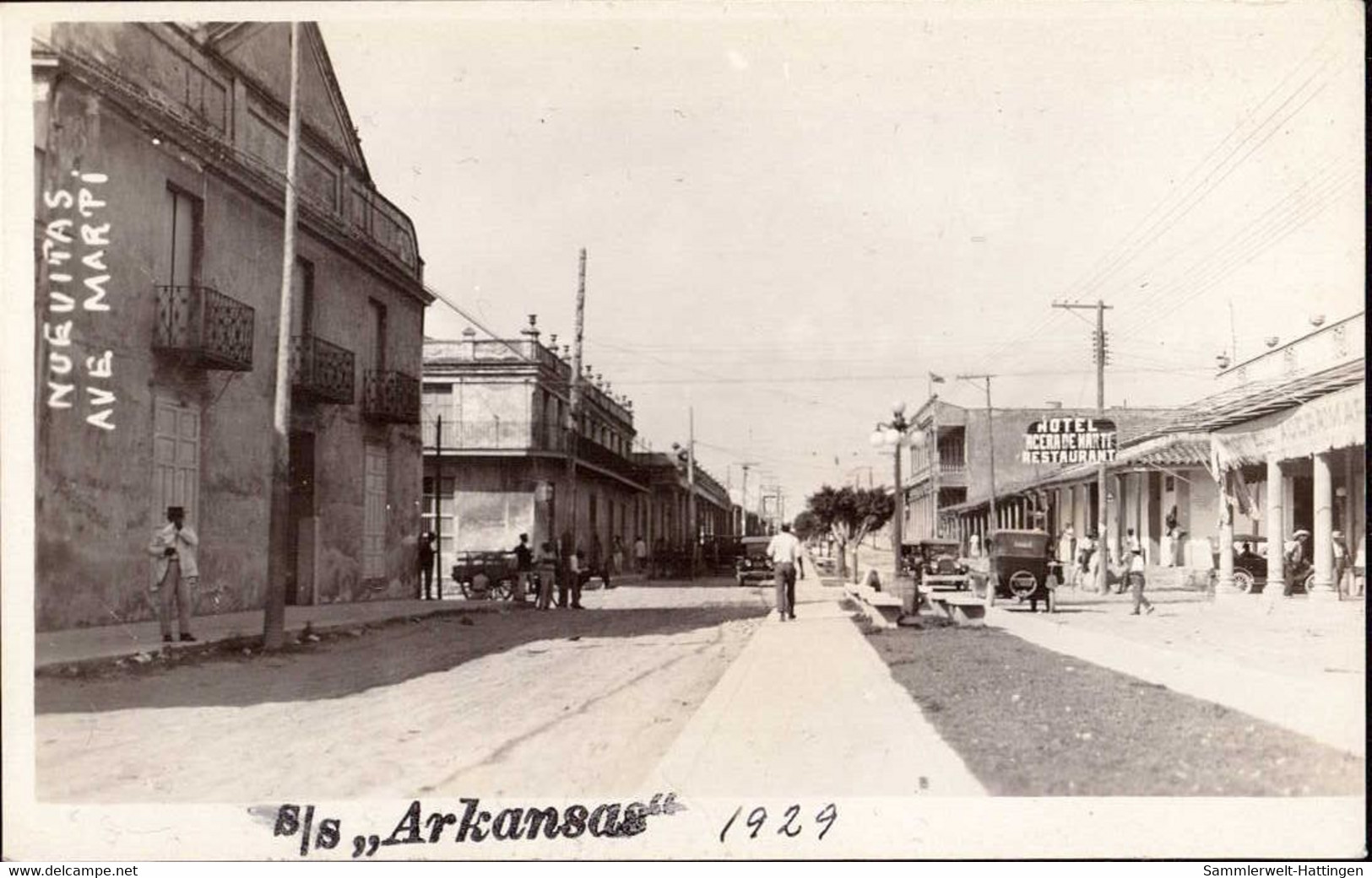 600618 | Postcard Of Nuevitas, Cuba. Visit Of The SS Arkansas 1929  | - Storia Postale