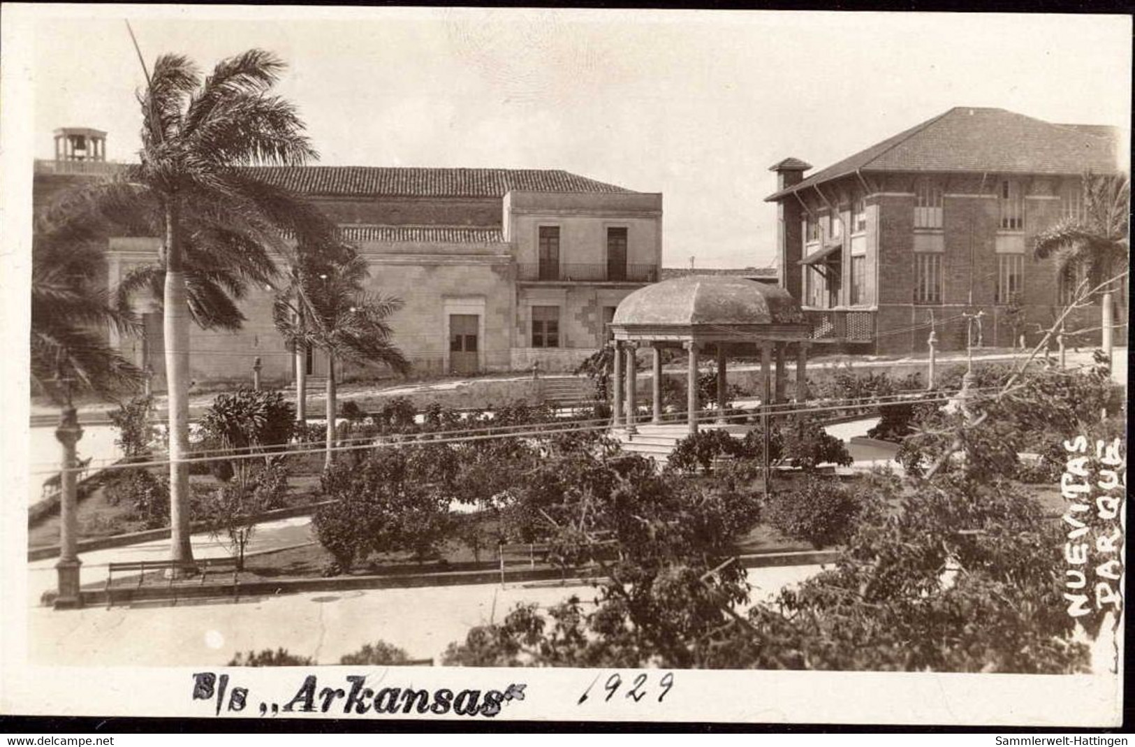 600619 | Postcard Of Nuevitas, Cuba. Visit Of The SS Arkansas 1929  | -, -, - - Briefe U. Dokumente