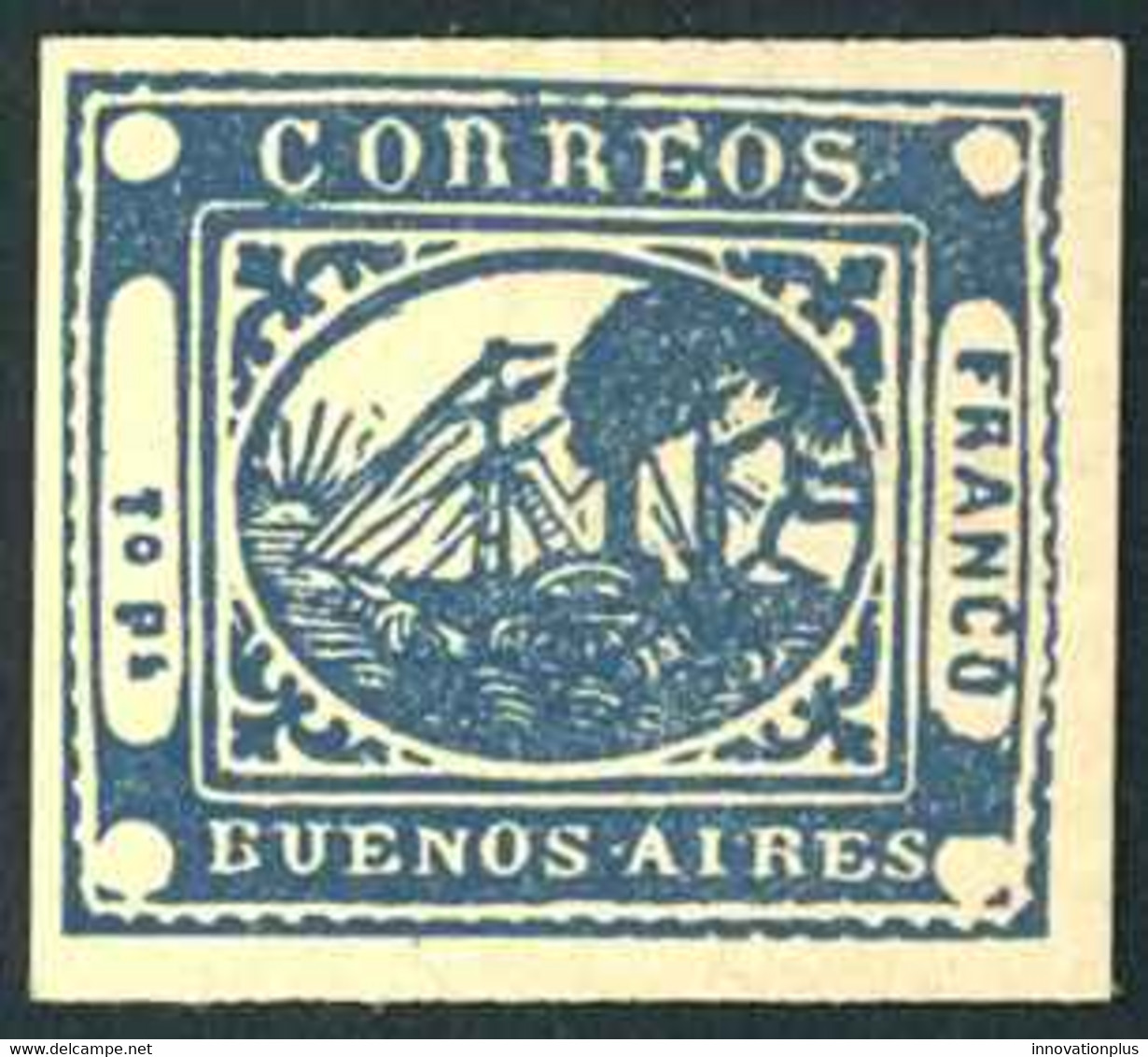 Argentina Buenos Aires Sc# 8 MH (FORGERY) 1864 Bernardino Rivadavia - Buenos Aires (1858-1864)