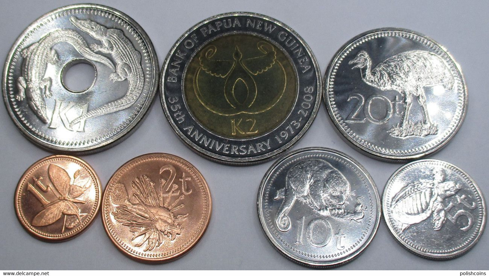 PAPUA New Guinea Different Years Set 7 Coins UNC - Papúa Nueva Guinea