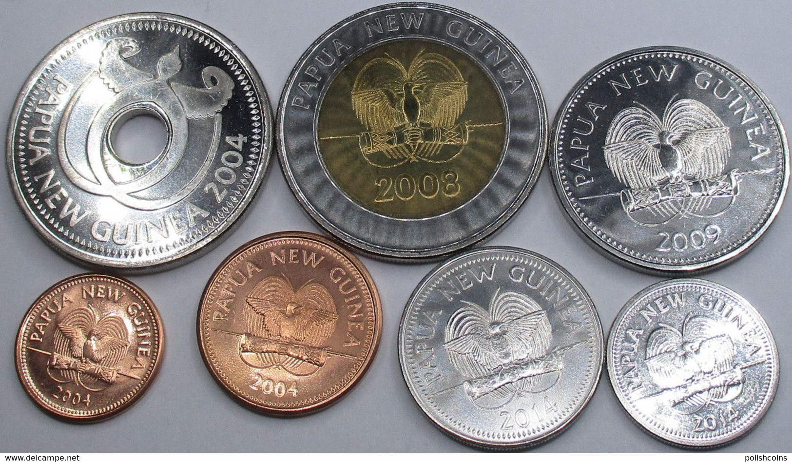 PAPUA New Guinea Different Years Set 7 Coins UNC - Papua New Guinea