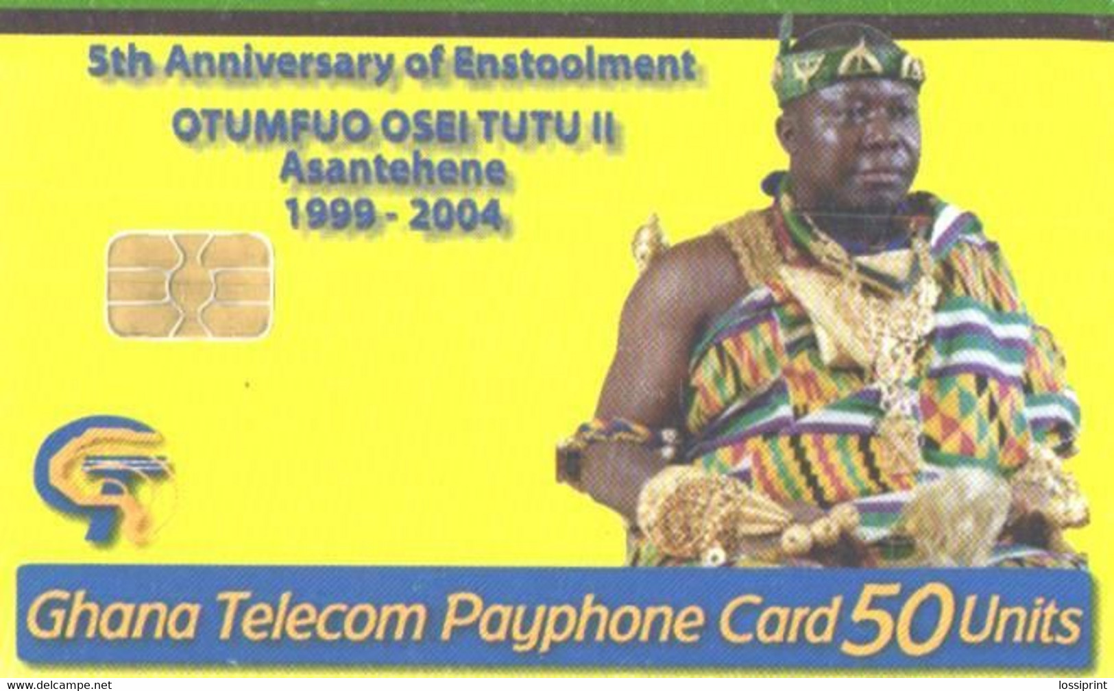 Ghana:Used Phonecard, GT, 50 Units, 5th Anniversary Of Enstoolment - Ghana