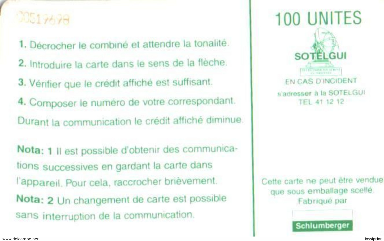 Guinea:Used Phonecard, Sotelgui, 100 Unites, Waterfall - Guinee