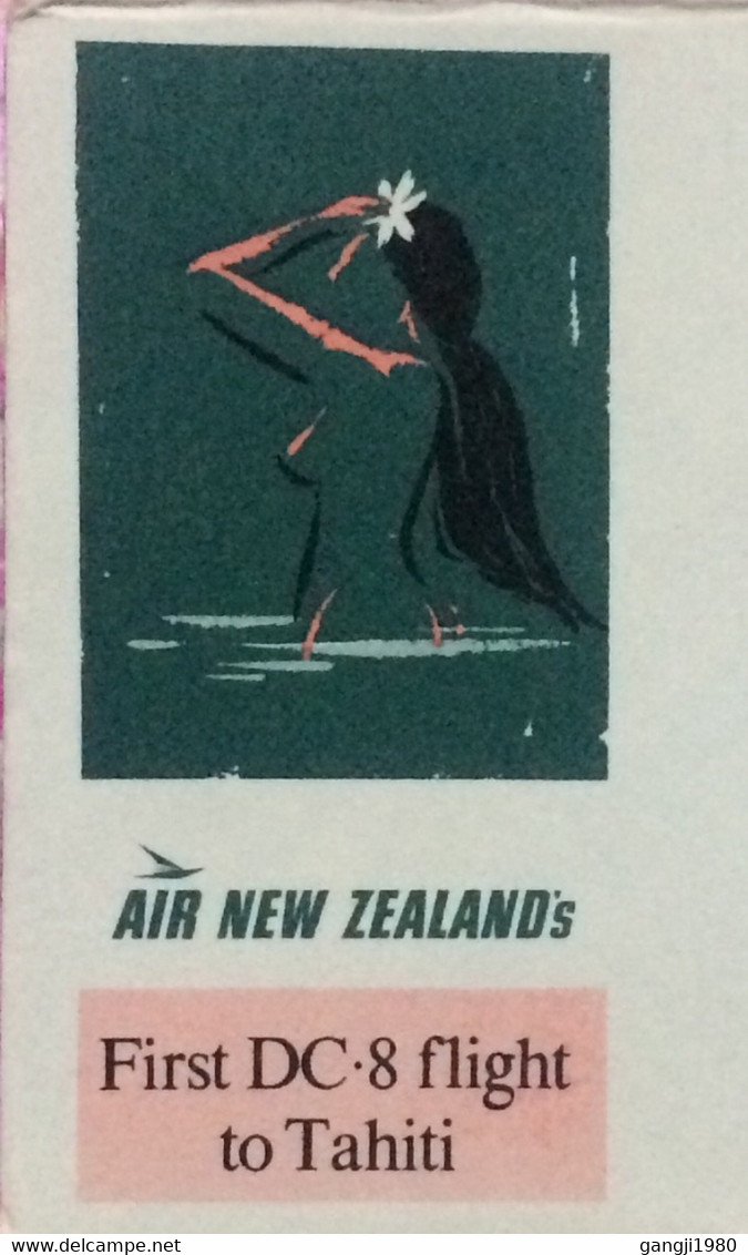 NEW ZEALAND, FRECH POLYNESIA 1967, ILLUSTRATE FIRST FLIGHT COVER TO TAHITI, FIRST DC-8 FLIGHT, NUDE LADY WOMEN, FLAG, FL - Brieven En Documenten