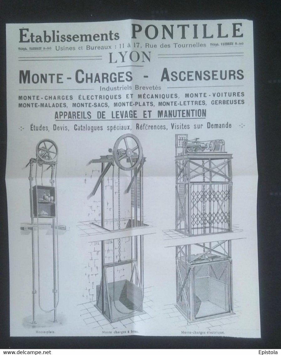 ► 1925  PLAN Monte Charges Ets PONTILLE à Lyon   - Coupure De Presse Originale (Encadré Photo) - Máquinas