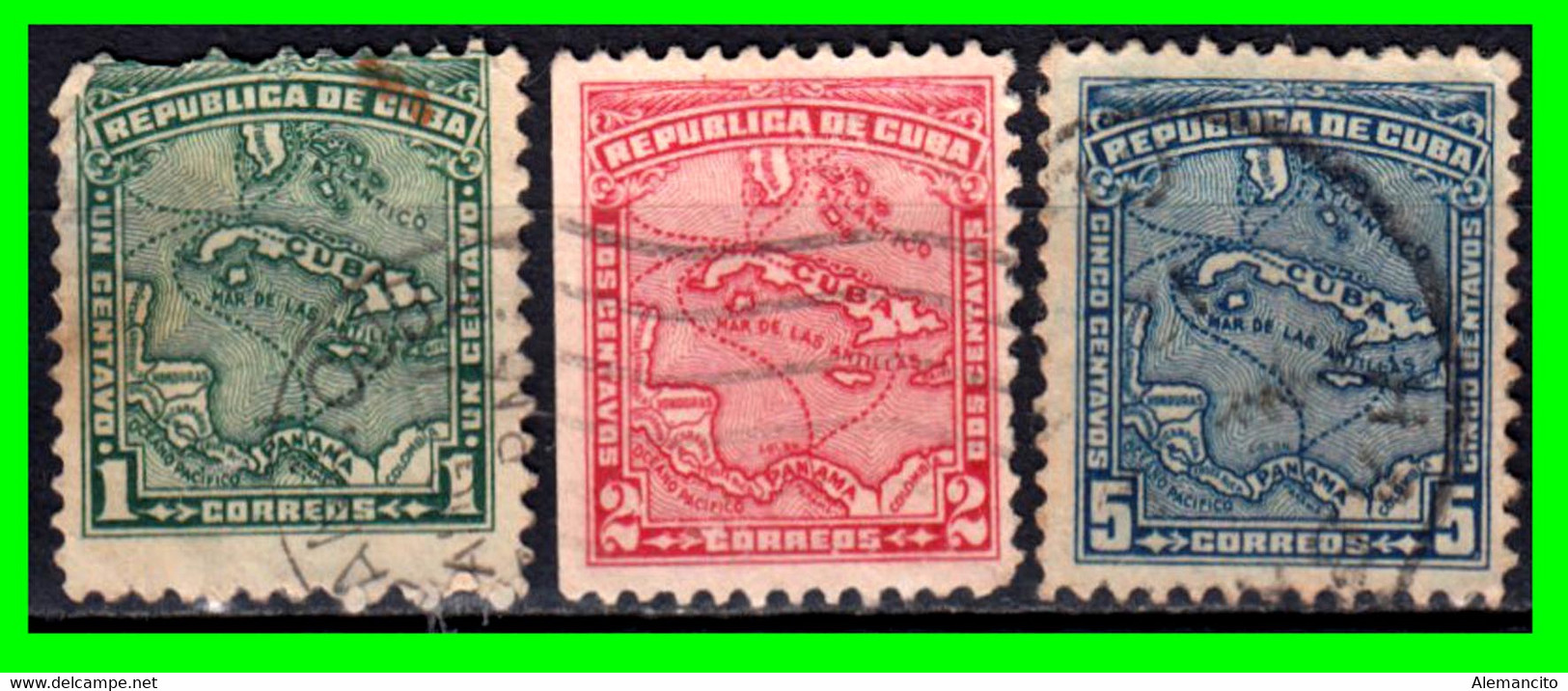 CUBA ( AMERICA DEL NORTE ) SELLOS DEL AÑO 1914 MAPA DE CUBA - Oblitérés