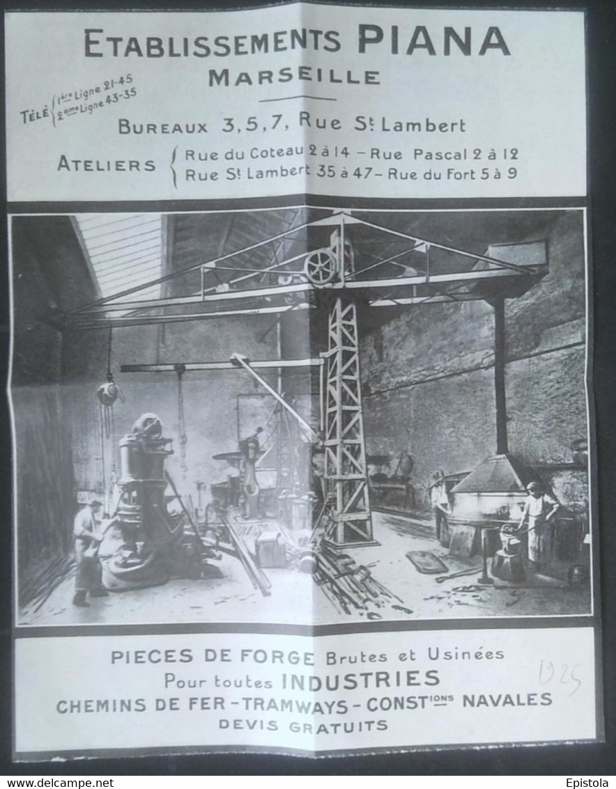 ► 1925  MARSEILLE Atelier GRUE D'Usine Forge Etablissement PIANA  - Coupure De Presse Originale (Encadré Photo) - Macchine